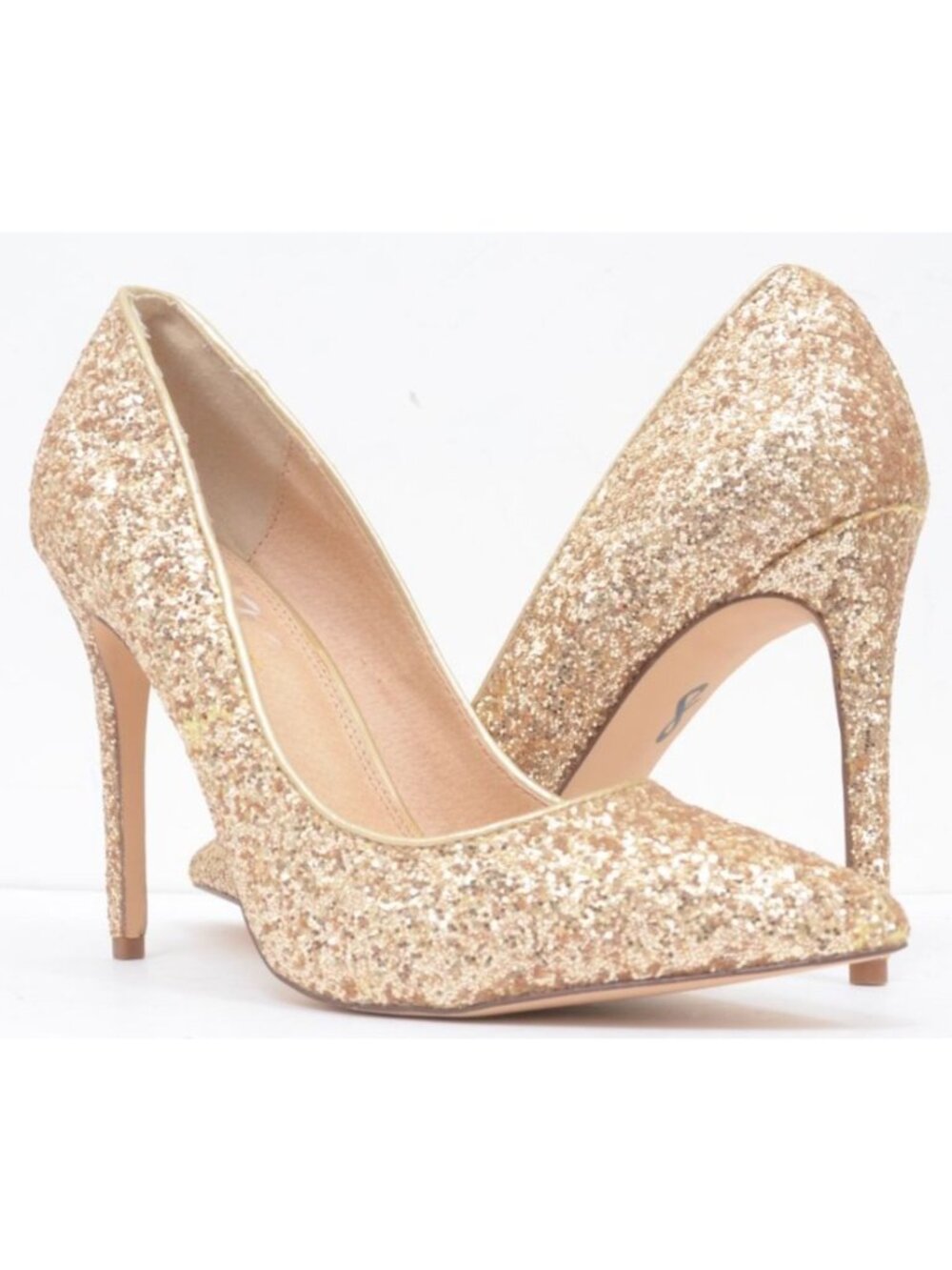 Olivia Sparkly Gold Glitter Women's 8.5 Pointy Toe Formal Stiletto Heel Pumps